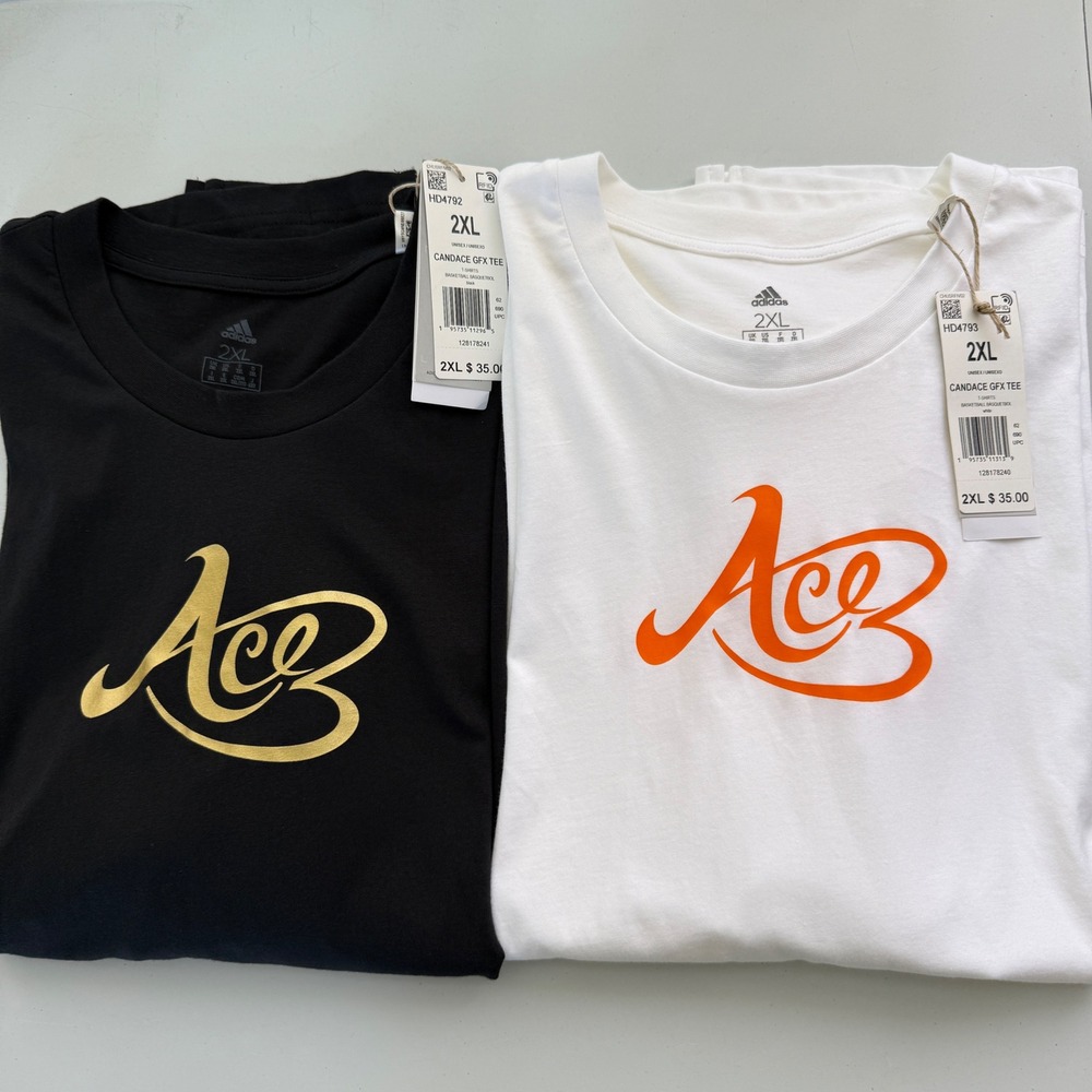 ADIDAS Candace Parker GFX Ace Basketball T Shirt Lot (2) Graphic Tee Adult 2XL